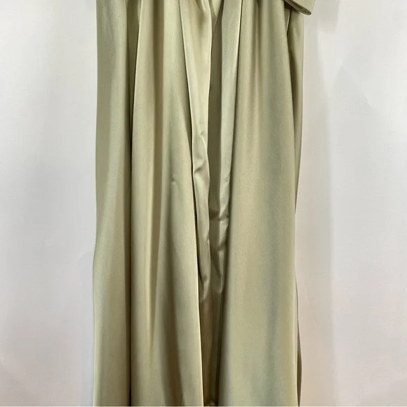 Revelry Steph Silver Sage Satin Front Slit Bow Back Long Dress Size 0 Prom Party - Picture 5 of 13